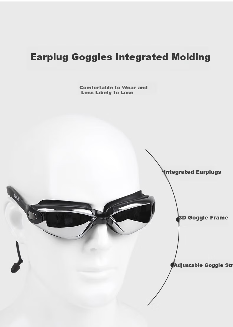 Youyou Swimming Goggles, Swim Cap, High-Definition Anti-Fog Waterproof Earplugs, Nose Clip, Glasses Swimming Goggles Five-Piece Set Z6615 Transparent Black Non-Prescriptio 8