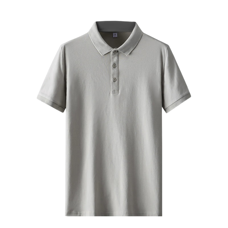 Jeanswest POLO Shirt for Men, Short Sleeve, Summer 2025, Pure Cotton, Trendy Casual Versatile Top, Light Gray, 3XL