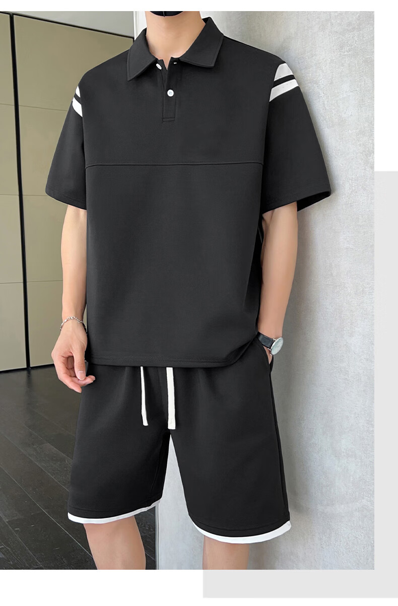 Jeanswest Outdoor Sports Short Sleeve T-Shirt Set for Men Summer Half Sleeve Top and Shorts Ice Cooling Quick-Dry Casual Two-Piece Set Light Khaki XL 12