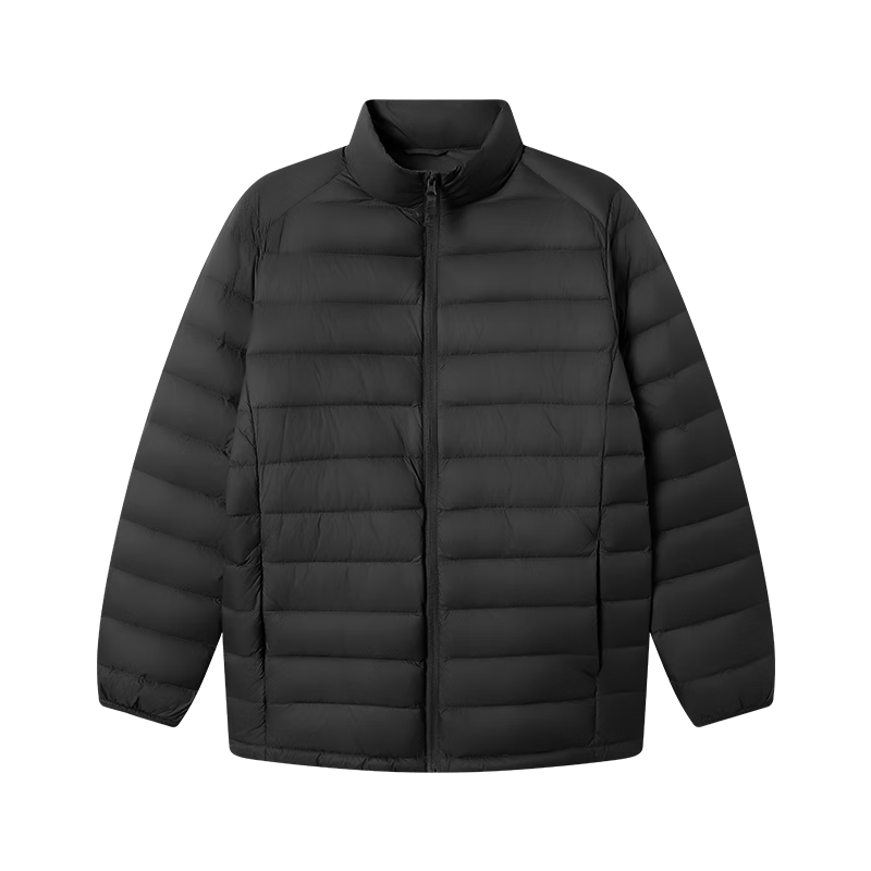 JD Original [Air Zero Pressure Bone Down] Lightweight down Jacket for Men, Winter Coat, 90% Duck Down, Stand Collar, Obsidian Black, Size M
