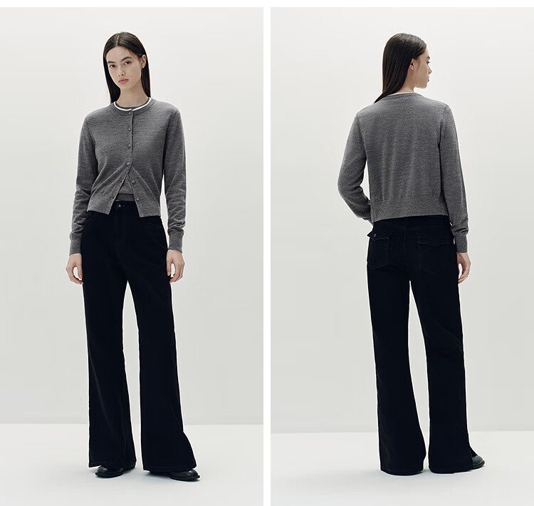 Semir Women's Short Colorblock Knit Cardigan Round Neck Wool Sweater 2025 Autumn 101525106006 9