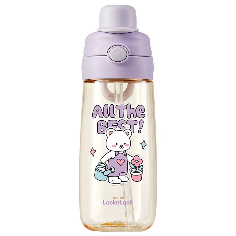Lock&Lock Kids Water Bottle 6-12 Years Summer Straw Cup Primary School Student Drinking Cup PPSU Portable Water Bottle