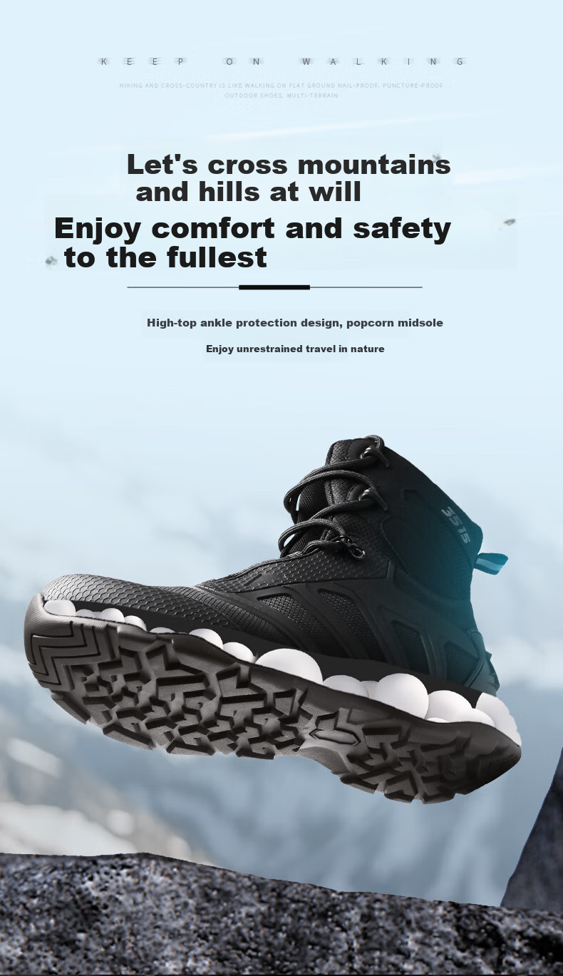 Qiangren Anti-Puncture Men's Boots, 3515 Breathable Shock-Absorbing Sneakers, Water-Resistant Outdoor Training Boots, JDS79XL Mesh, Size 44 6