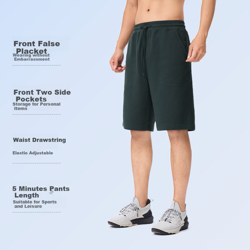 Keep Men's Sports Shorts 2025, Fitness Running Five-Point Pants, Pure Cotton Casual Pants, Dark Gray, L