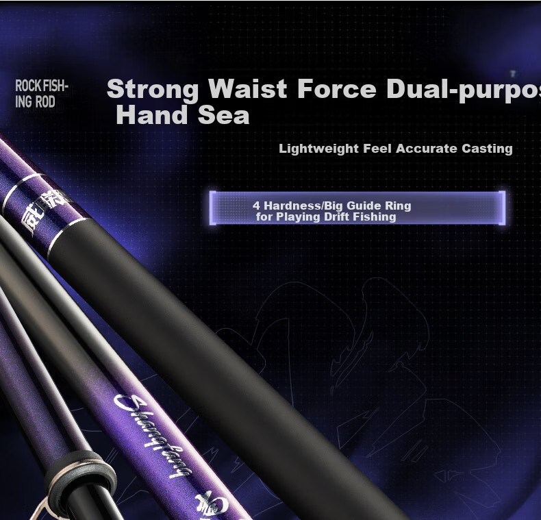 Weilianmeng 4.5-Meter No. 4 Shangfang Rock Fishing Rod, Large Guide Rings, Sliding Float Rod, Ultra-Light And Ultra-Hard, Suitable for Both Hand And Sea Fishing, Rock Fishing Rod, Fishing Pole, Casting Rod 1