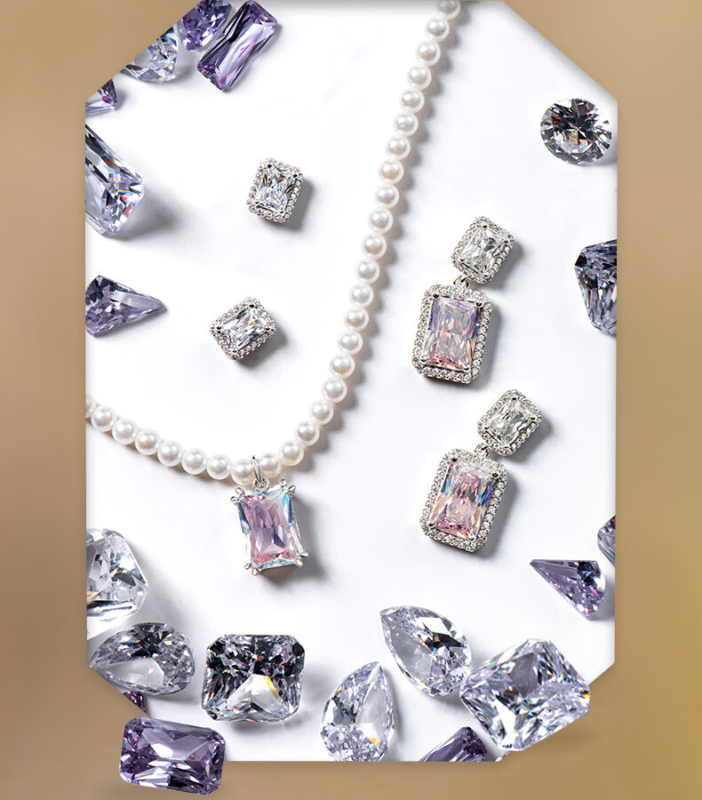 HEFANG Sparkling Sugar Cube Earrings Jewelry High-End Birthday Gift Women's Day Goddess Gift for Girlfriend 10