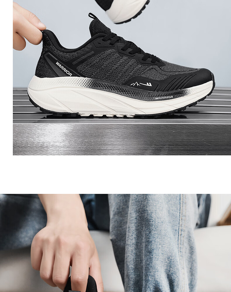 Warrior Men's Shoes 2026 Spring Running Shoes Thick Sole Casual Mesh Sneakers White Yellow Size 41 6