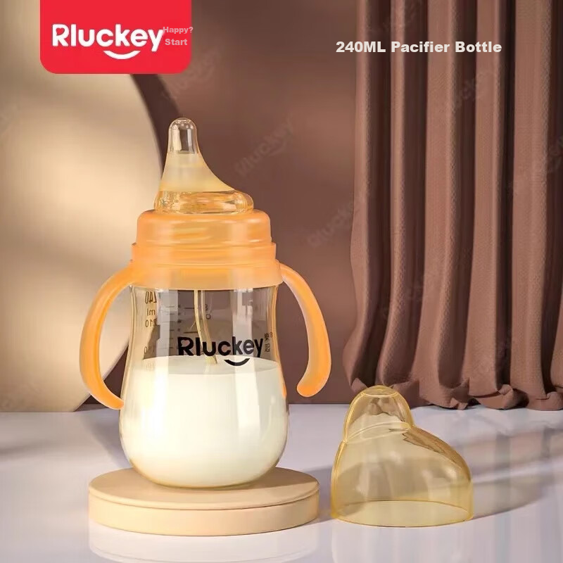 RLUCKEY PPSU Baby Bottle with Straw, Anti-Choking And Drop-Resistant Wide Neck for 6-12 Months And Above
