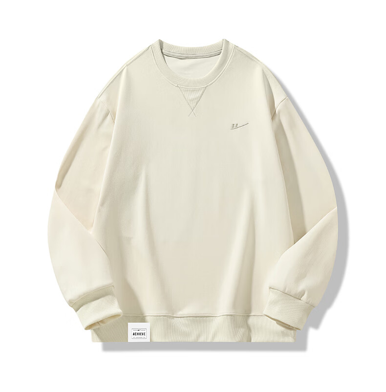 Huili Sweatshirt for Men, Spring And Autumn Trendy Loose Round Neck Long Sleeve T-Shirt, Men's Undershirt Clothing, Men's Wear, Gray, Size M 8