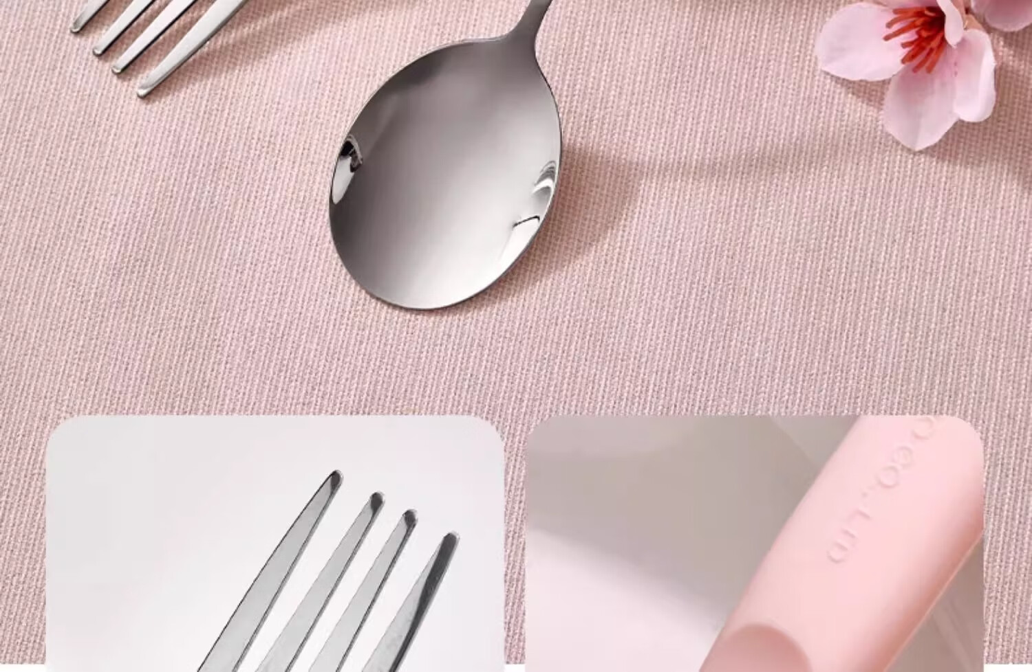 MANCHAOJIA Stainless Steel Fork, Cute Silicone Spoon And Fork for Children's Meals, High-Quality Exquisite Tablespoon for Home Use - HELLO KITTY 6