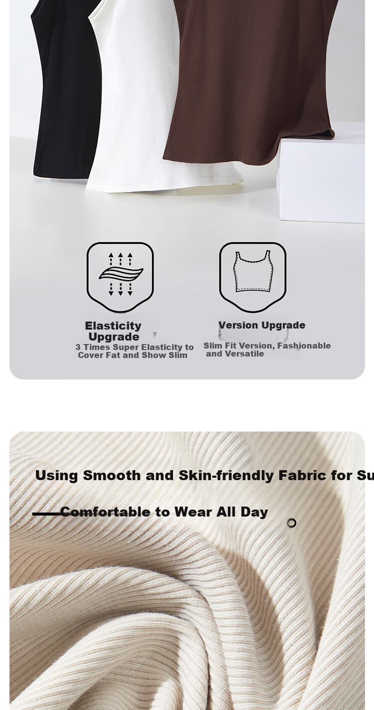 GUJIN Sleeveless Camisole Tank Top Knit Sweater Elegant Inner Wear Can Be Worn Alone Or As Undershirt Cotton No Chest Pads 6