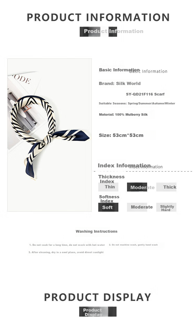 Sijie 100% Mulberry Silk Scarf, Women's Striped Printed Square Scarf, Mother's Day Gift, Mid-Autumn Festival Gift, Silk Neck Warmer 5