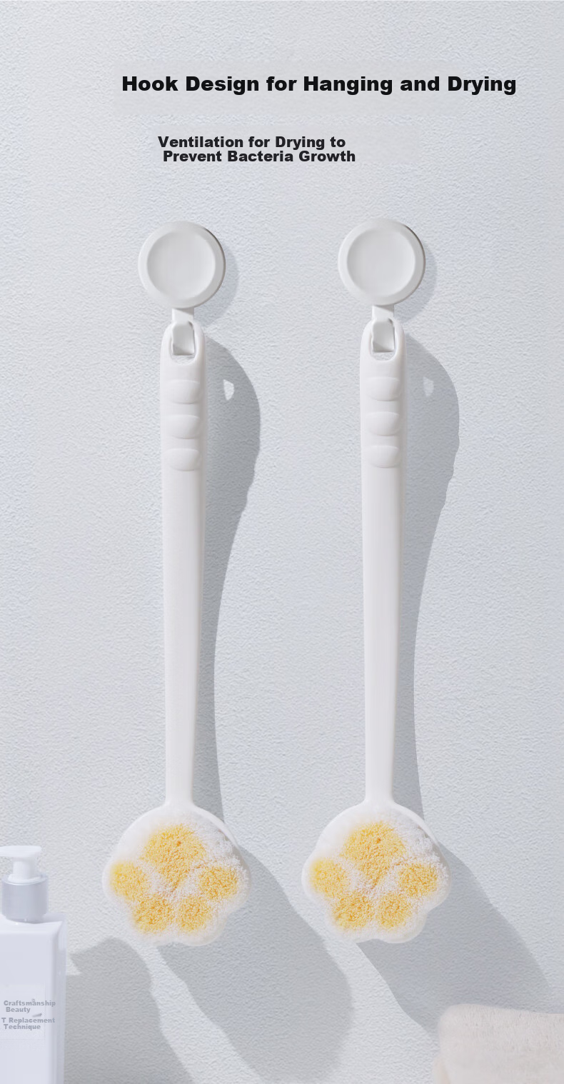 Leli Bath Brush, Shower Brush, Long Handle, Cute Pet Design, Wall-Mountable, Skin-Friendly, Single Piece 9