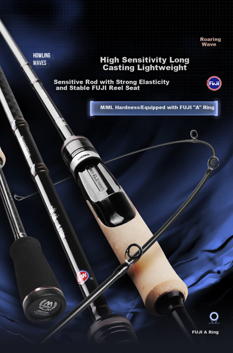 GW Fishing Rod, Lure Rod, 2.1 Meters, ML Action, Wave Chaser Left-Handed Baitcasting Reel, Lure Rod Set, Bass And Topmouth Culter Rod 1