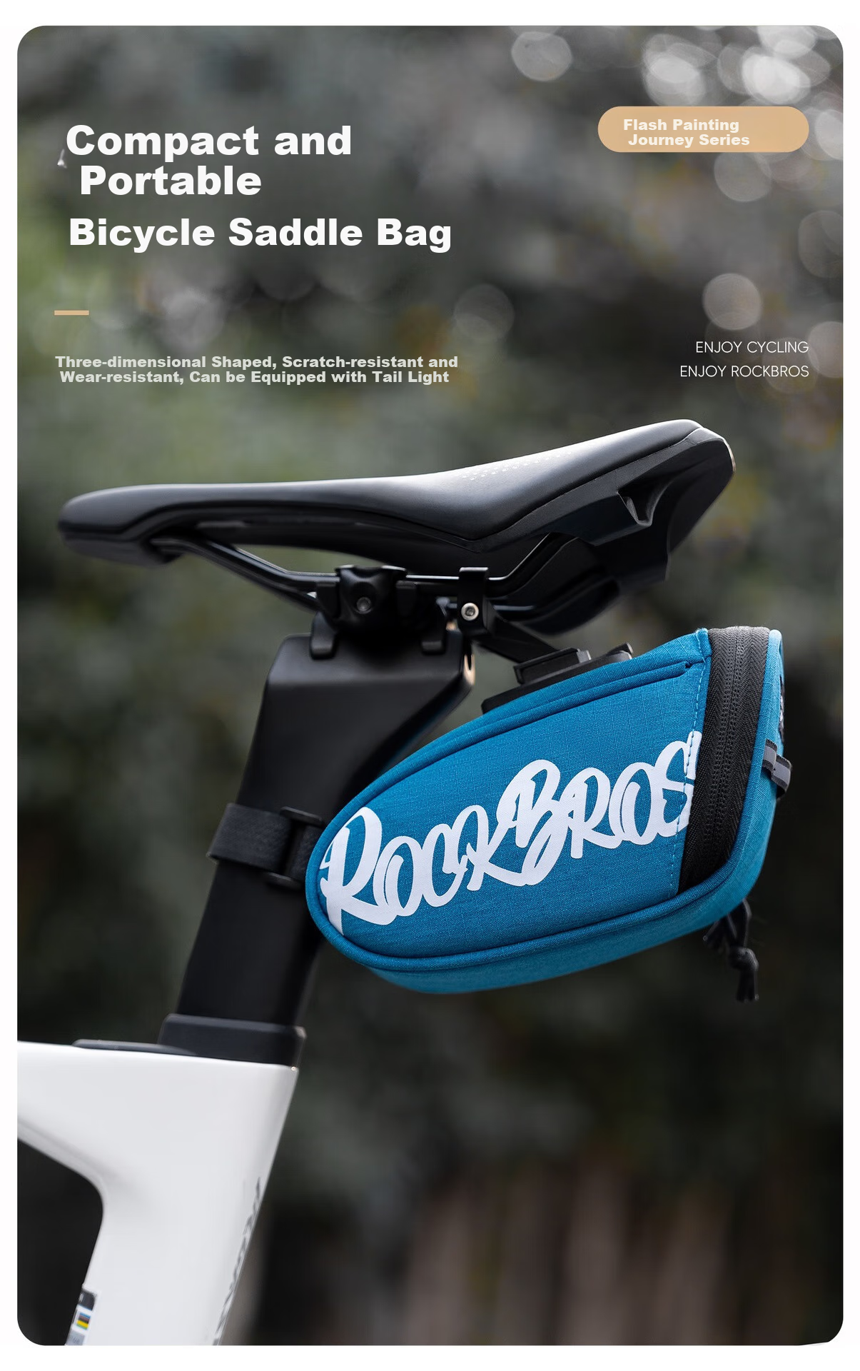 ROCKBROS Bicycle Tail Bag, Portable for Road And Mountain Bikes, Folding Bike Saddle Bag, Cycling Seat Cover Accessory, Black 2