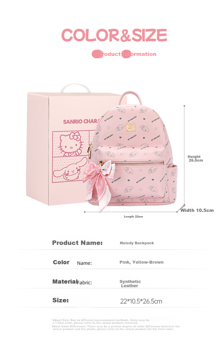 Mesuca X Melody Handbag, Women's Backpack, Cute Printed Bag, Gift Box Set, Birthday Present for Wome 16