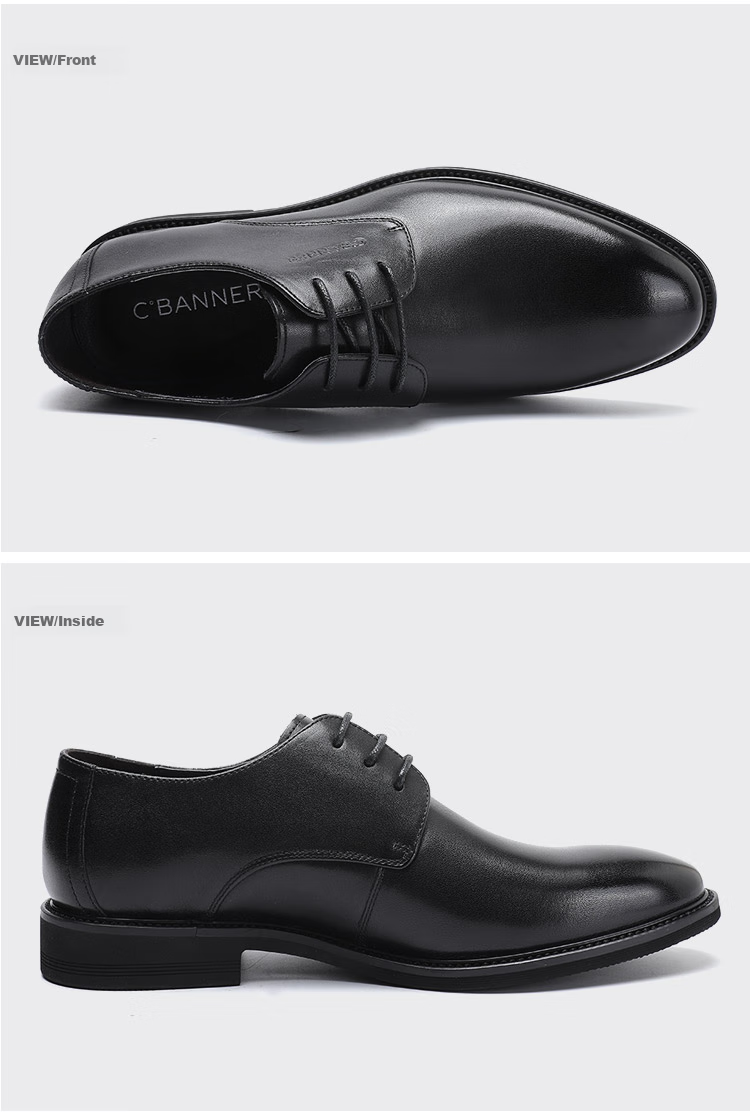 C.BANNER [Top-Grain Leather] Classic Business Men's Shoes, Casual Leather Shoes, Formal Derby Shoes, Suit Wedding Shoes, Black, Size 42 6