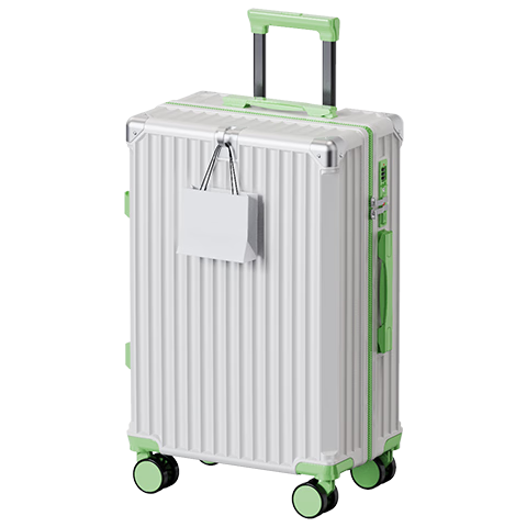 Charles Peach Heart Multifunctional Stylish Luggage with Cup Holder, 28-inch Spinner Suitcase for Men and Women, Fresh White and Green