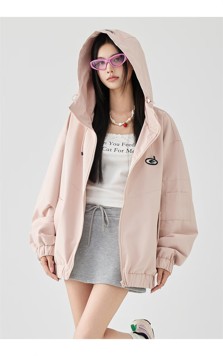 GOLFCROSS [Bestseller] Couple's Dopamine Hooded Jacket with Letter Embroidery Logo, Pink, Size M 5