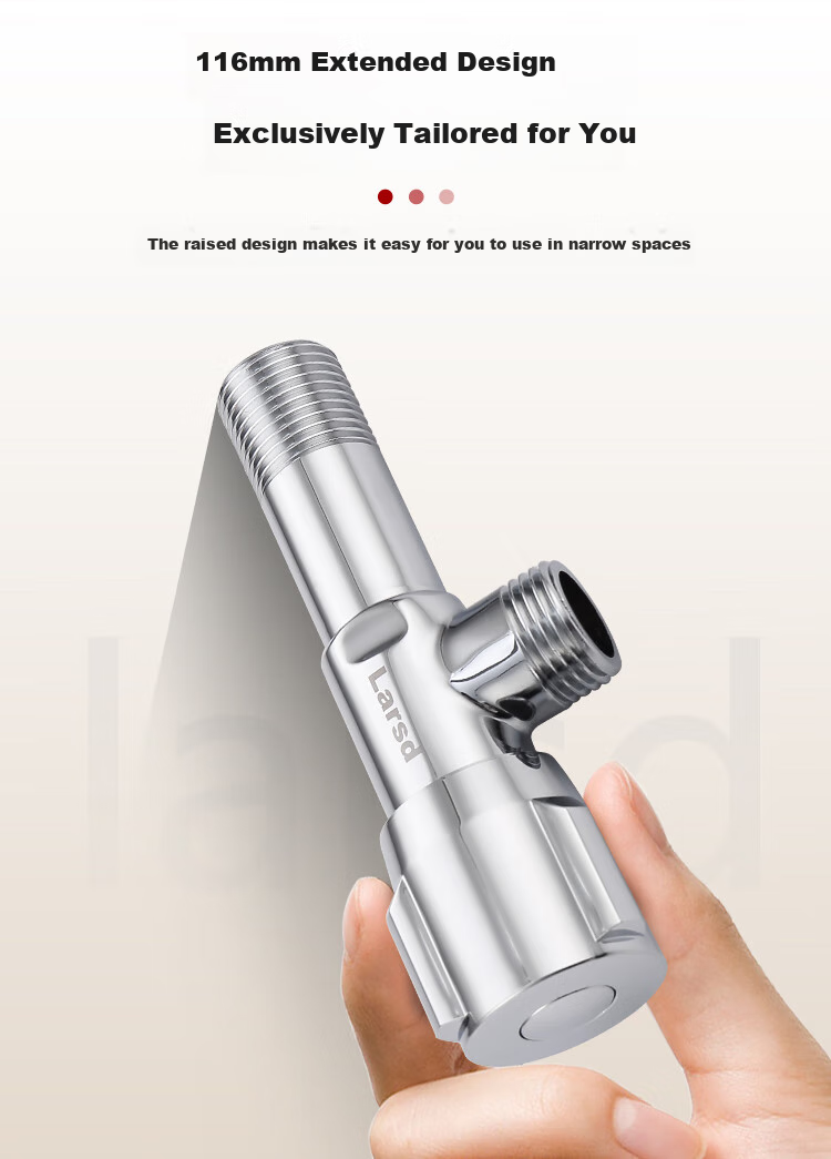 Larsd Extended Angle Valve, Copper Body Thickened Hot And Cold Water Quick-Open Triangular Valve, 1/2 Inch Elbow Valve, Stop Valve LD10207 5