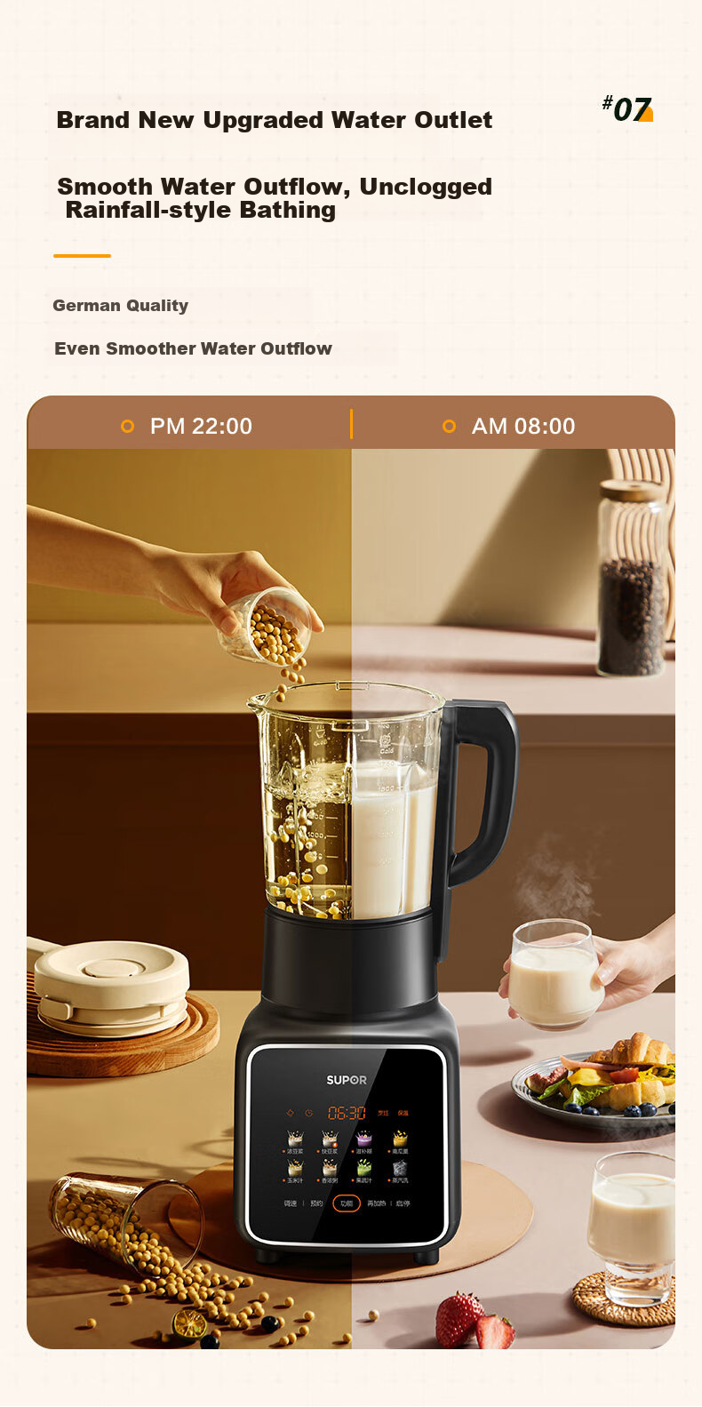 SUPOR ZMD Anxin Series, 1.75L Noise-Reducing Programmable Home Soy Milk Maker, Fully Automatic Filterless Direct Drinking Multi-Functional Food Processor, Juicer, Blender SPD023S 13