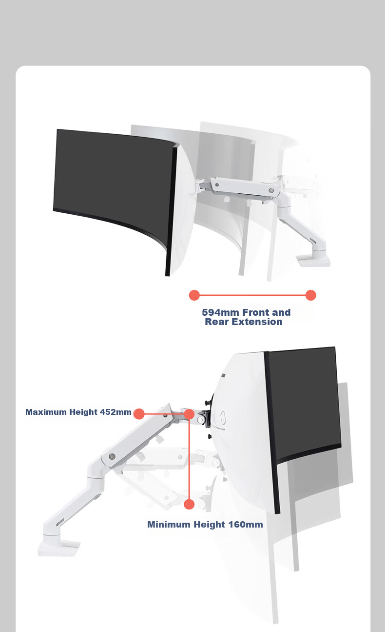 ERGOTRON HX Heavy-Duty Monitor Stand, Computer Stand, Rotating Arm, Desktop Screen Base, Height-Increasing Stand, Computer Desk (45-475 White) 13
