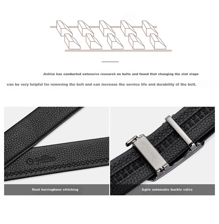 Goldlion Men's Belt, Business Casual Top-Grain Leather Automatic Buckle Inner Belt Waistband Gift Box, Birthday Gift for Gifting 10