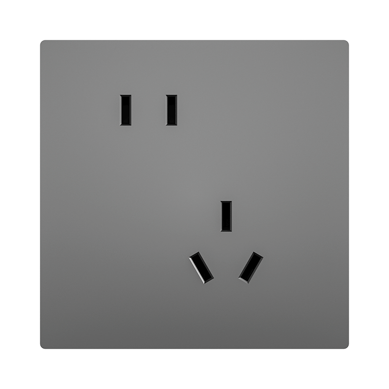 Linptech E3S Matching Switch Socket, 10A Slanted Five-Hole Socket, 86-Type Two Or Three-Prong Concealed Wall Socket, Gray