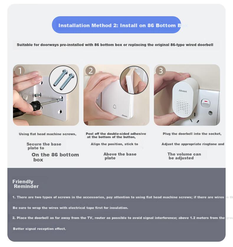 Advent FH861-GREY Transmitter, Wireless Doorbell with Self-Charging Battery And Individual Button (Cannot Be Used Separately) 5
