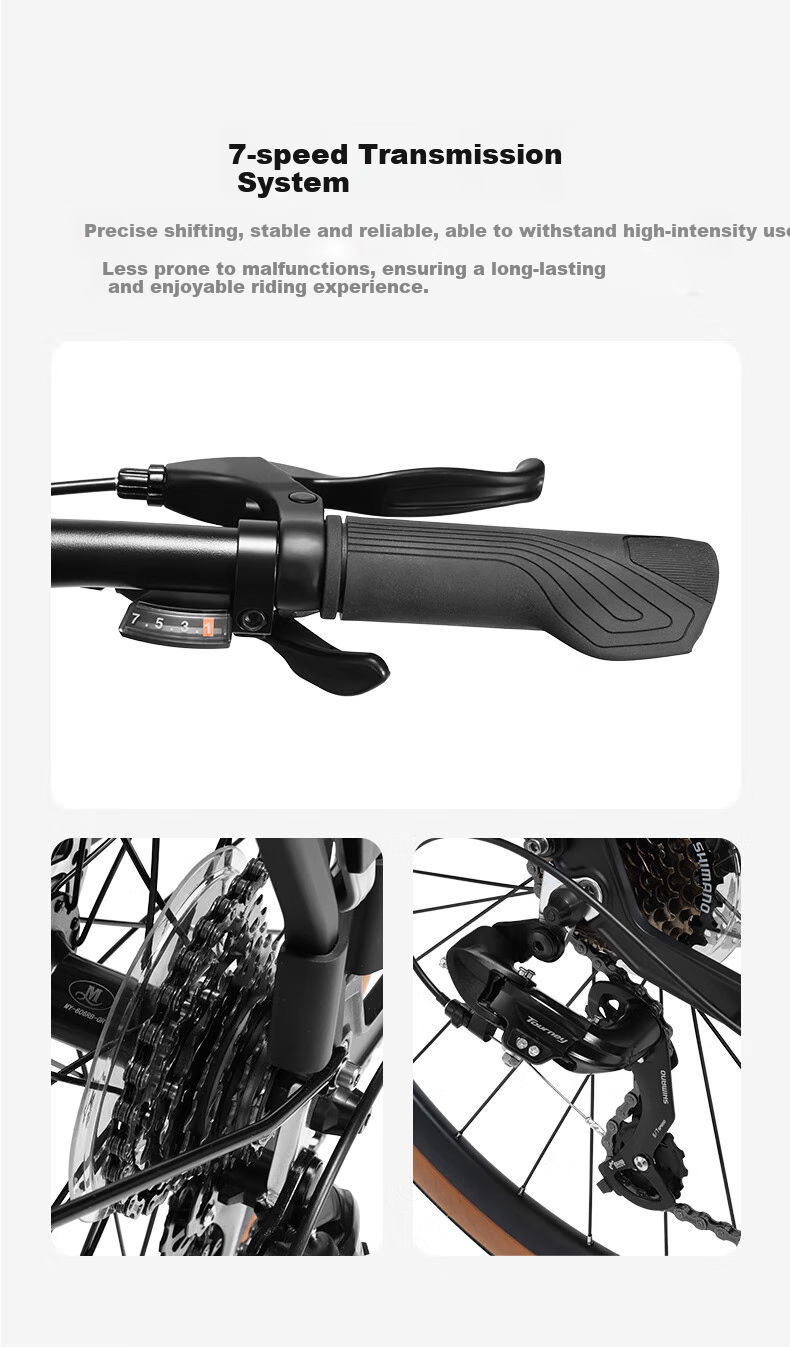 BATTLE Aluminum Frame Shimano 7-Speed Road Bike for Men And Women, Adult City Leisure Off-Road Running Bicycle, Electroplated Gray 8