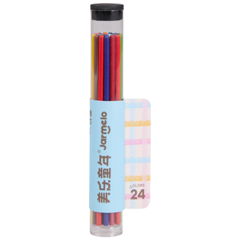 Melo Childhood Small Colorful Automatic Oil-Based Colored Pencil Refill Erasable Children's Colored Pencil Drawing Art Student Kindergarten Primary School Beginner Replacement 24-Color Drawing Pen