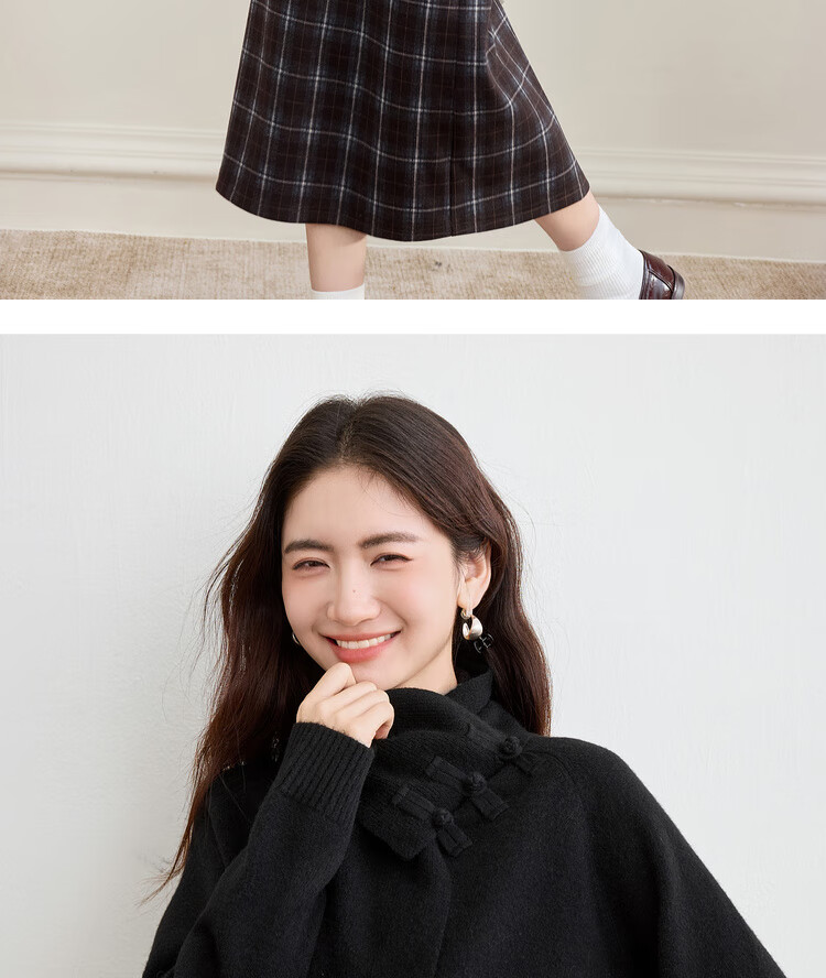 Sentubila Women's Wool Blend Stretch Sweater Autumn Warm Scarf Collar Button Long Sleeve Knit Loose Chinese Style Top 9