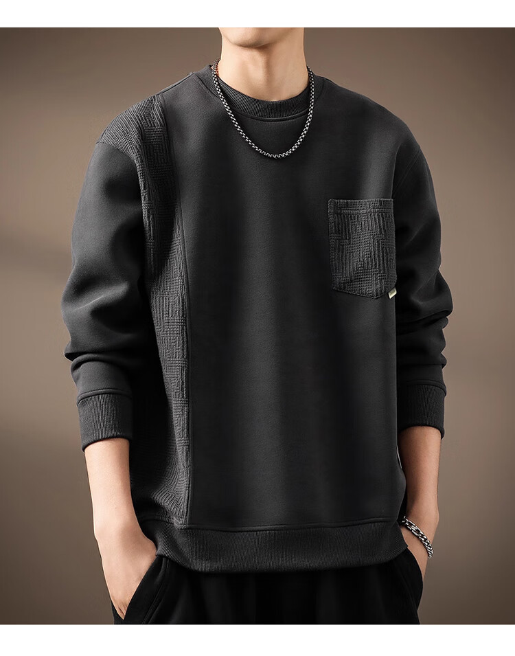 JEEP Men's Sweatshirt Jacket, Spring And Autumn Trendy Loose Long-Sleeve T-Shirt, Casual Outerwear for Men, Dark Gray XL 8