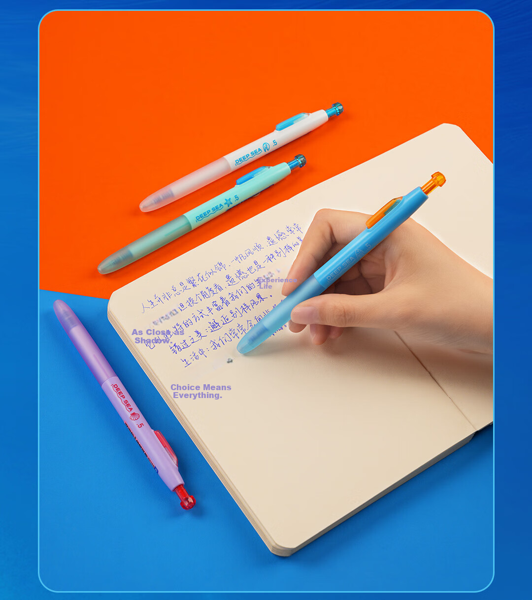 Dianshi Pen, Deep Sea Submarine Thermal Erasable 0.5 Retractable Gel Pen, Quick-Drying Silent Large Capacity for Third Grade Students Back-To Season [Crystal Blue] 3214E 18