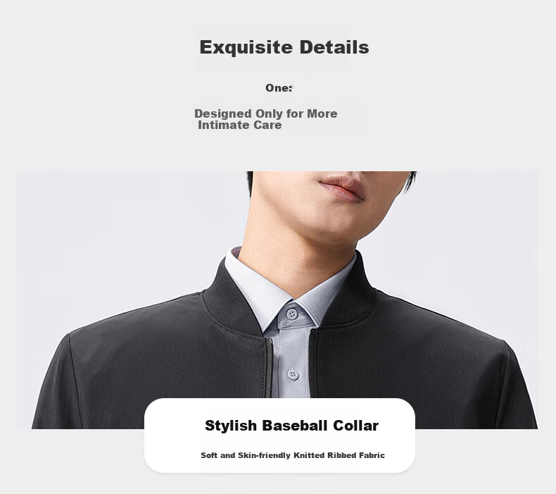 Yalu Jacket for Men, Spring 2026 Baseball Collar Loose Casual Dad Style Executive Coat Business Casual Middle-Aged Outerwear 4