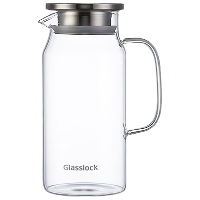 GLASSLOCK Glass Pitcher, High Borosilicate Glass, Tea Infuser, Heat-Resistant Cold Water Jug, Tea Pot for Home Use, Glass Juice Cup, 1.1L