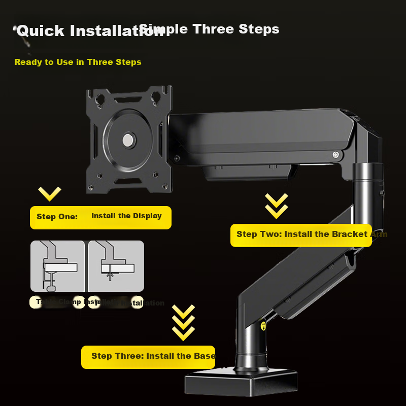Geer Mechanical Arm Monitor Stand, Desktop Clamp-On No-Drill Computer Screen Support Arm, VESA Monitor Lifting And Heightening Bracket Base, 17-32 Inches