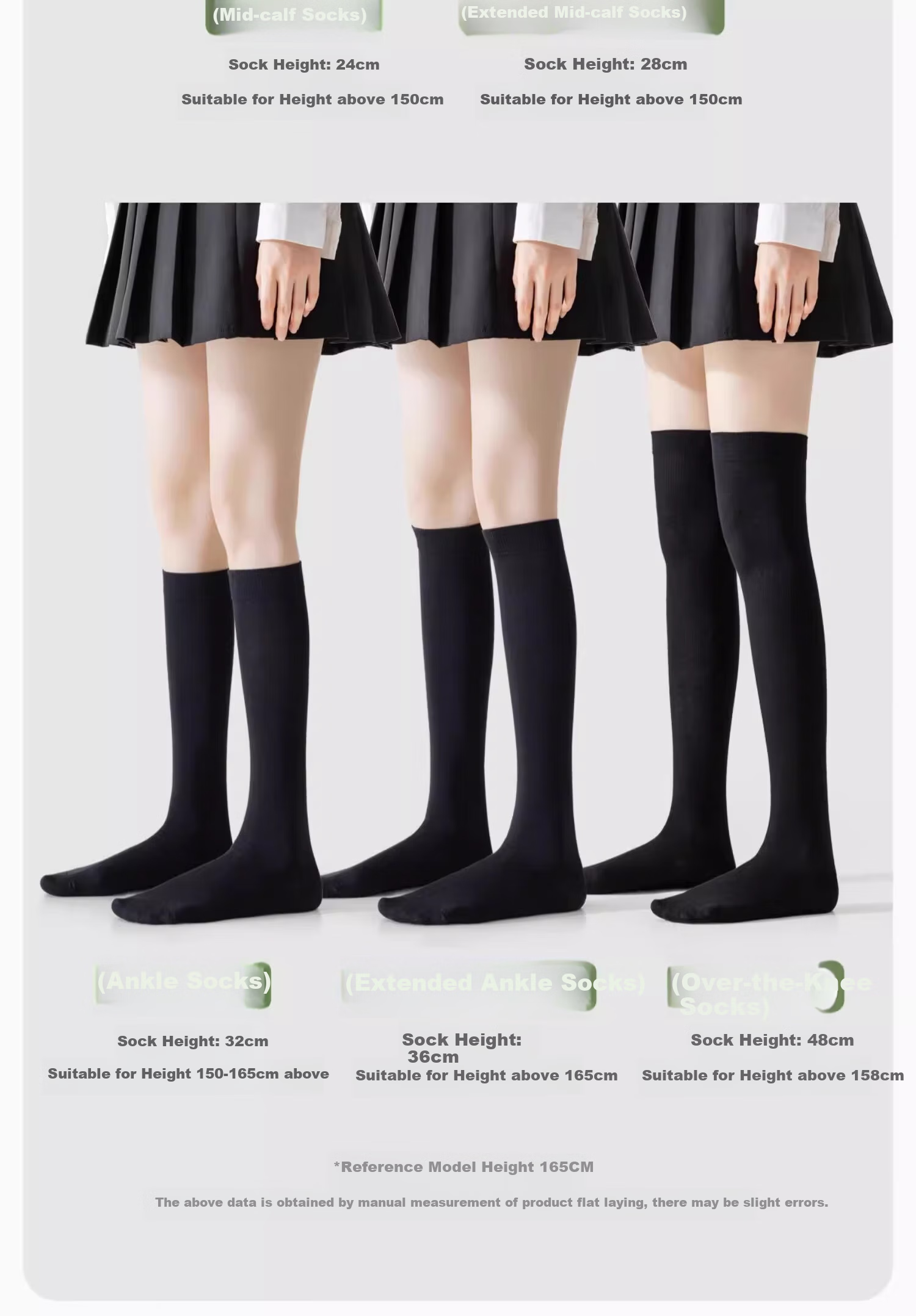 Shiwaji High-Pressure Calf Socks for Women, Spring And Summer Strong Compression JK Socks, Over-Knee Socks, Spring And Autumn Black Thigh-High Socks 19
