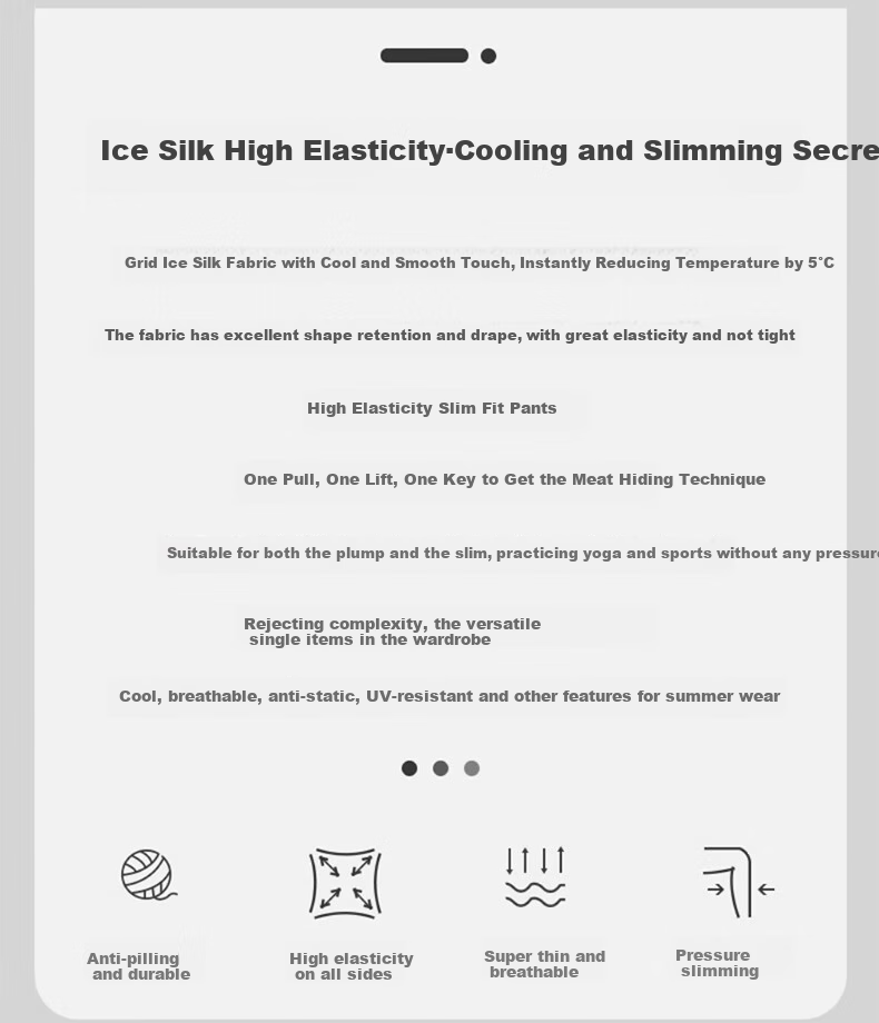 LangSha Ice Silk Leggings for Women, Summer Thin Style, Elastic High-Waisted Slim-Fit Tights, Black Nine-Point Pants 2