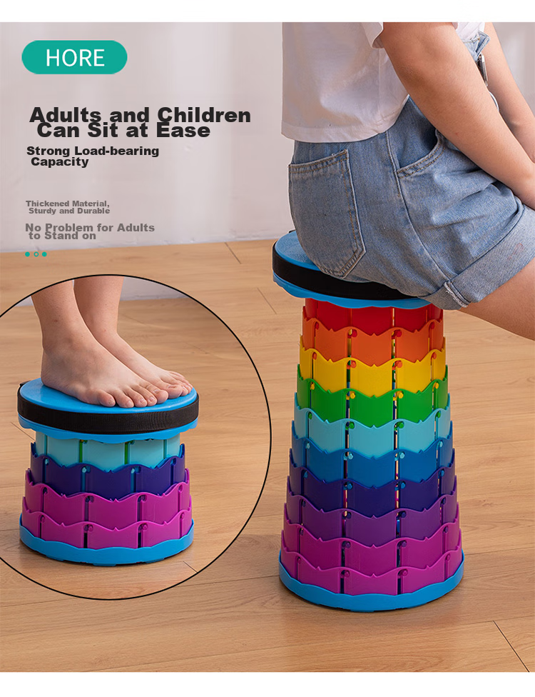 Haoer Folding Stool Outdoor Fishing Portable Stool Travel Adjustable Extendable Stool High-Speed Rail Maza Stool Internet-Famous Collapsible Stool Gree 2