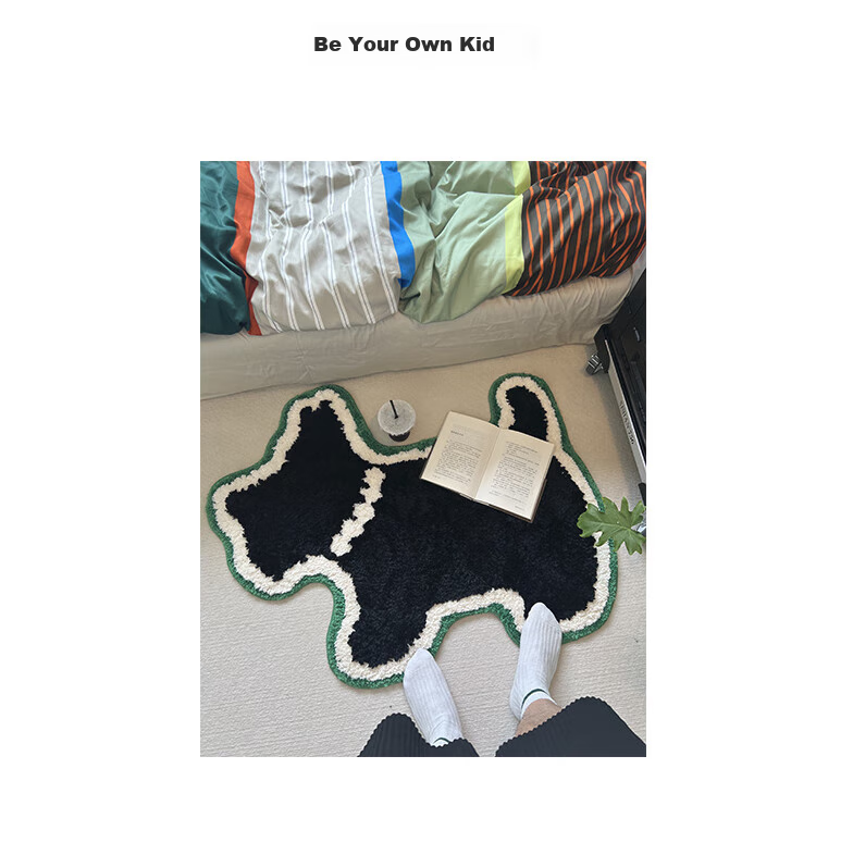 Shandian Cute Cartoon Dog Shaped Plush Bedroom Carpet, Living Room Sofa Rug, Children's Rug, Non-Slip Bedside Rug for Room 14