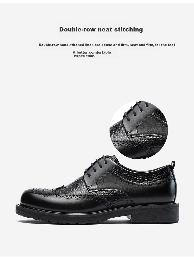 LAORENTOU Men's Leather Shoes, Business Formal Shoes, Brogue Carved Wedding Shoes, Top-Grain Leather High-End Executive Shoes, 200253, Black, Size 40 6