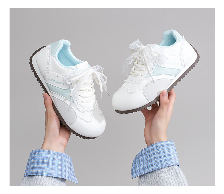 Warrior Women's Autumn Winter New German Training Shoes Flat Soft Sole Casual Student Sports Sneakers Beige Gray Pink 37 3