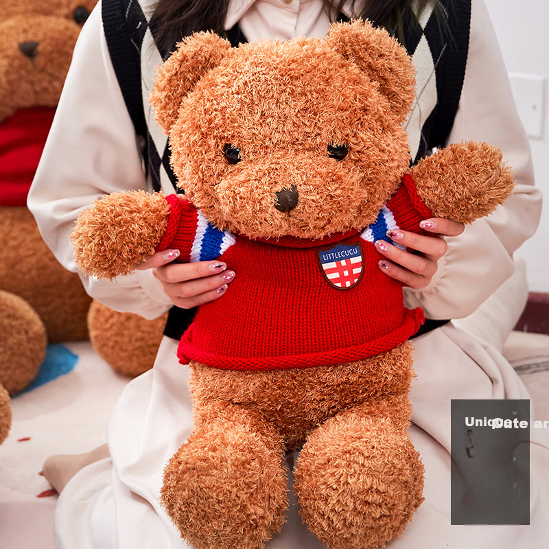 HAI HUI HOME Red British Style Teddy Bear Plush Hugging Doll Toy Stuffed Animal Holiday Birthday Valentine's Day Gift 50cm