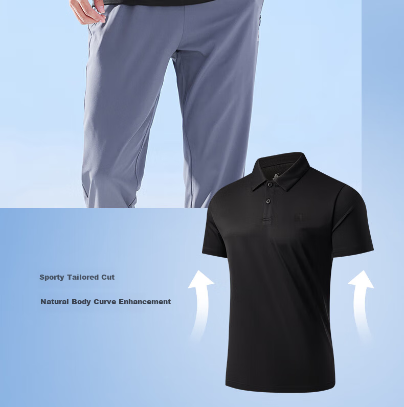 PEAK Polo Shirt for Men, Summer New Style, Sports Fitness Business Top, Breathable Casual T-Shirt, Loose Short Sleeve DF652241 46