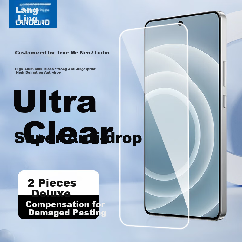 Защитное стекло LANGLING для Realme Neo7 Turbo, 2 шт., закаленное, полное покрытие, HD, противоударное, защита от отпечатков пальцев, без черной рамки