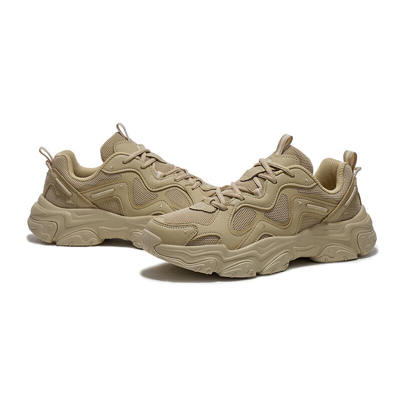 CAMEL Thick-Soled Heightening Dad Shoes for Men, Breathable Casual Trendy Sneakers X15B09L7035 Clay Color Size 39