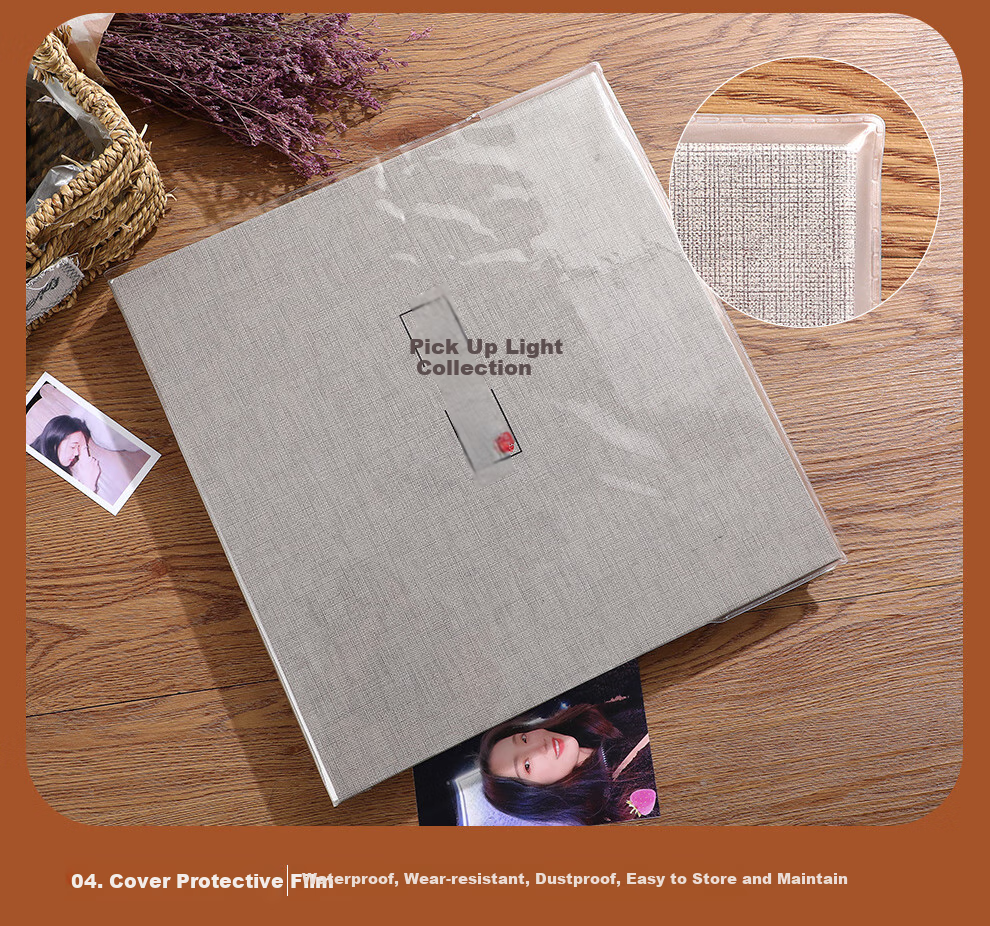 Longe Photo Album, Self-Adhesive Laminated Cover, 6-Inch DIY Memory Book, Couple Photo Album, Large Capacity Family Photo Time Capsule (18-Inch Black Card), Photo Book 13