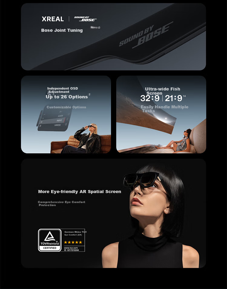 XREAL One Pro Smart AR Glasses with 5.56" Portable Screen, 57° FOV, Self-Developed X1 Chip, Native 3DoF Hovering, Movie-Watching Glasses Not VRAI Translation Glasses, L Size 8