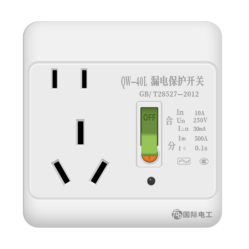 FDD Air Conditioner Water Heater Leakage Protection Switch, Household Leakage Protection Circuit Breaker Panel, 86-Type with Socket, Five-Hole Concealed Installation, 10A